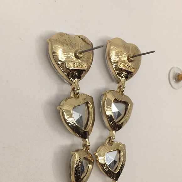 Sugarfix by Bauble Bar Heart Long Dangle Bling Earrings - Picture 13 of 14